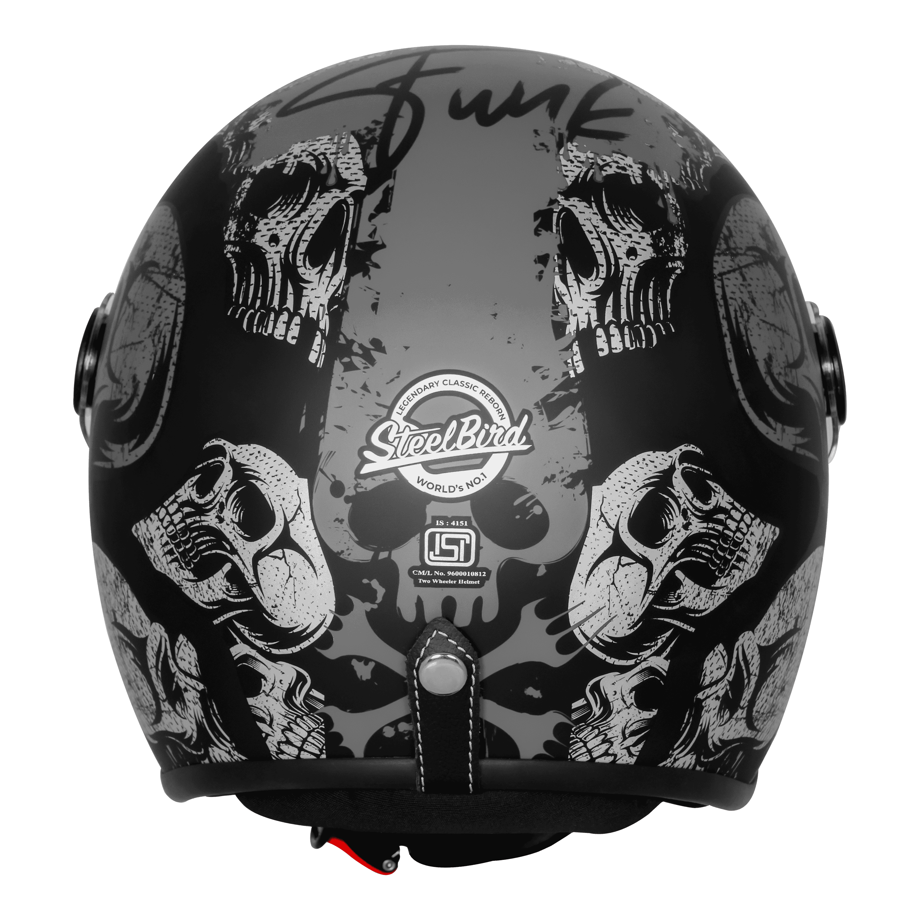 SBH-56 VINTAGE SKULL GLOSSY BLACK WITH GREY